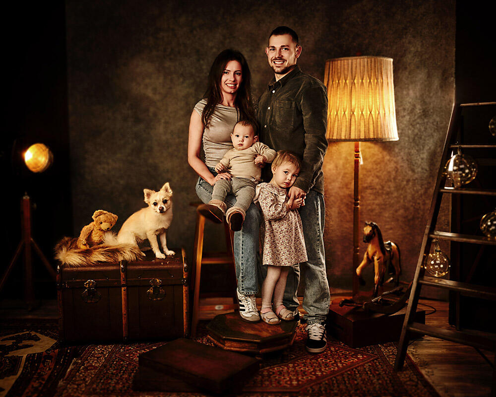 Familienportrait im vintagestyle